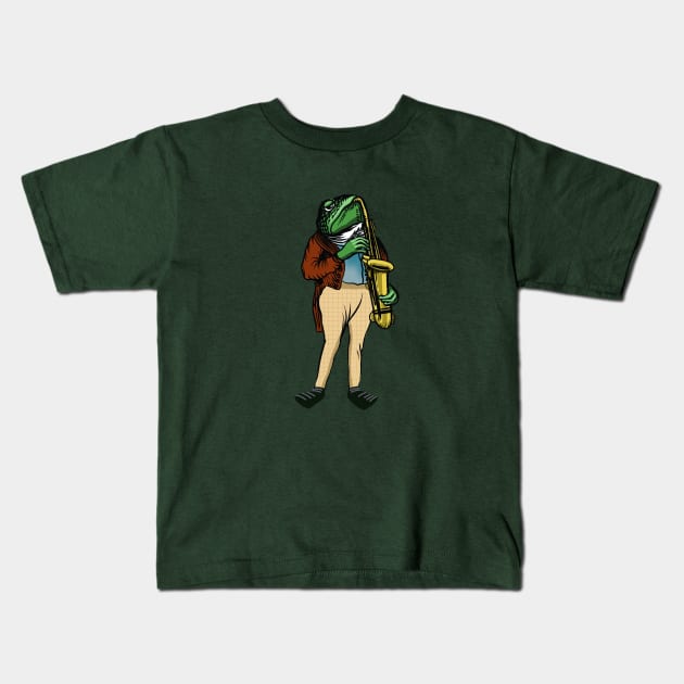 frog musician Kids T-Shirt by Pacesyte